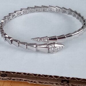DIAMOND  0.48 CARAT  STERLING SILVER SNAKE BRACELET GORGEOUS